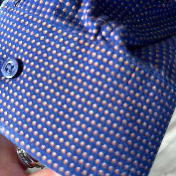 Johnston & Murphy Blue Orange Dot  Long Sleeve Button Down Dress shirt size XXL - Picture 3 of 8